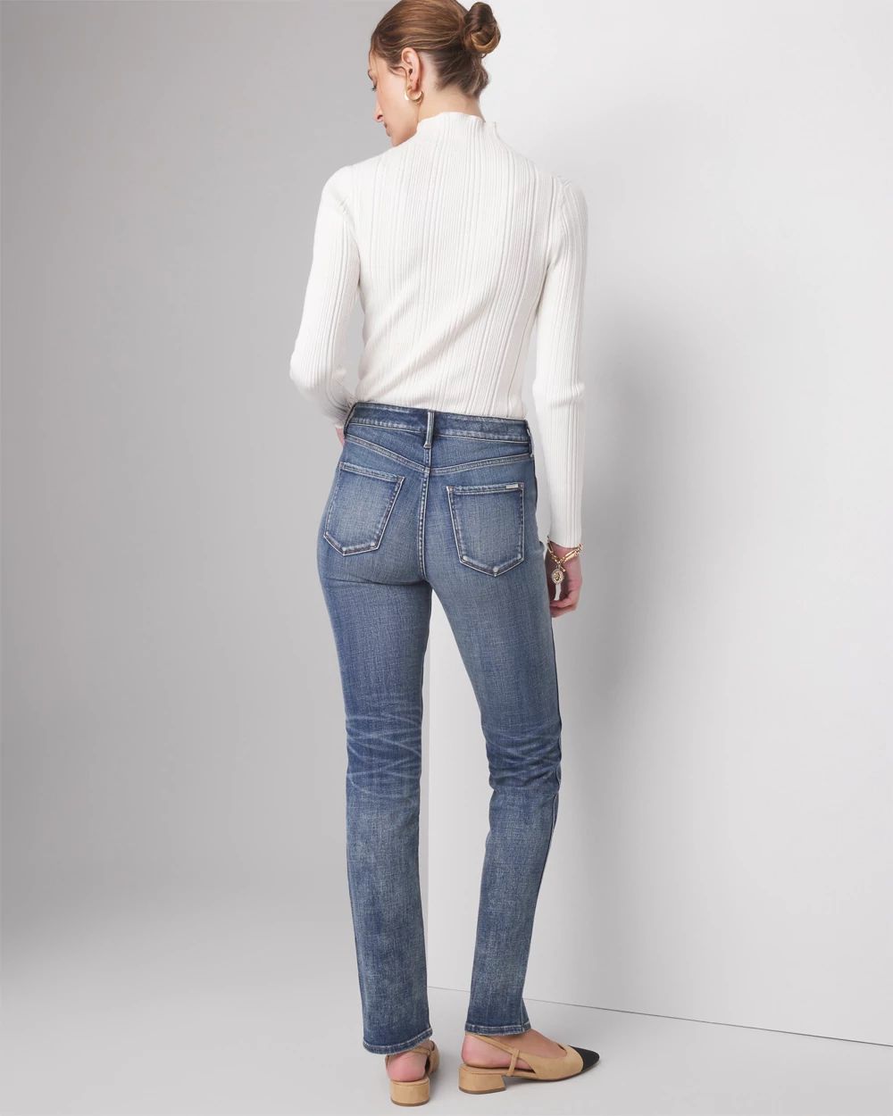 Petite high rise straight leg jeans shop